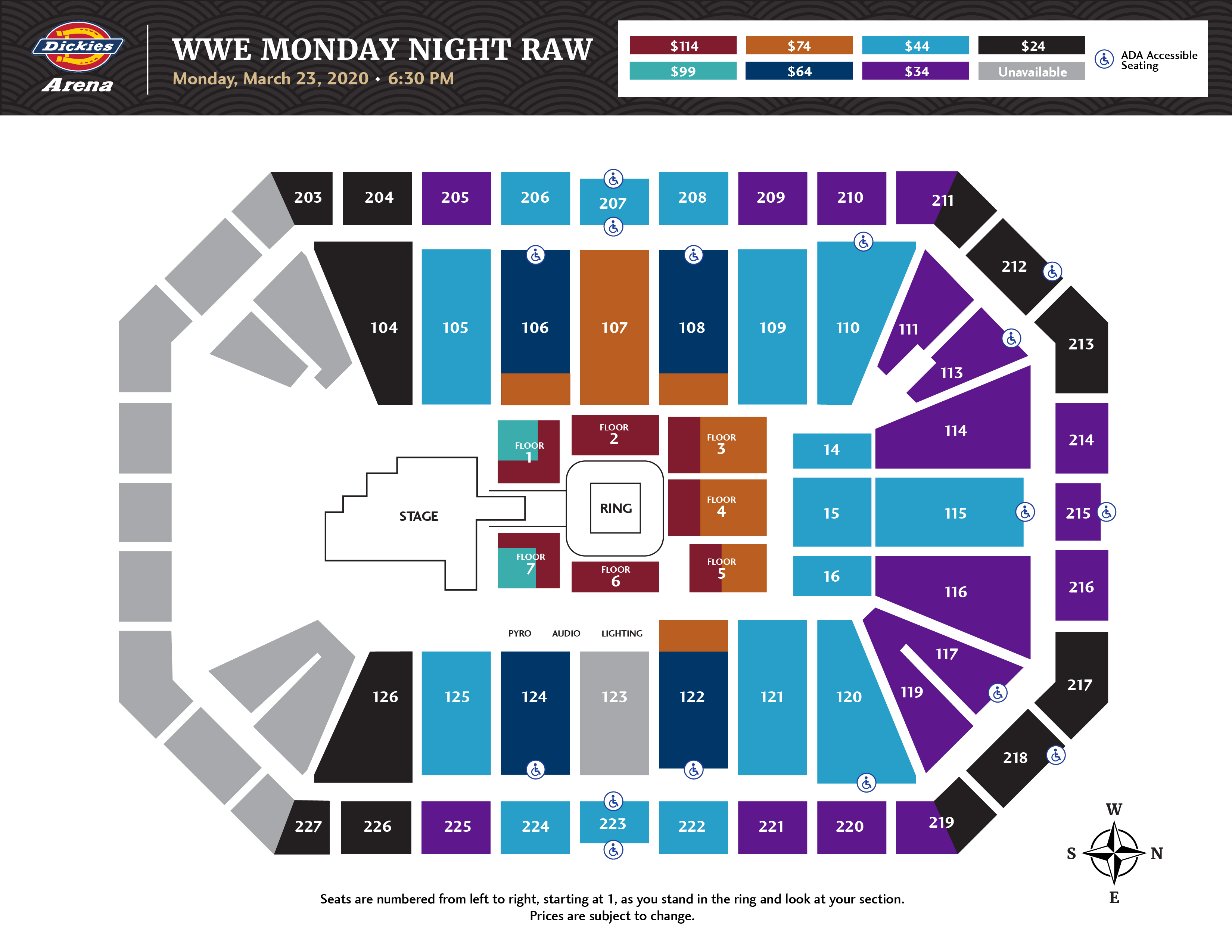 Wcws Seating WWE Presents Monday Night Raw - POSTPONED - Dickies Arena